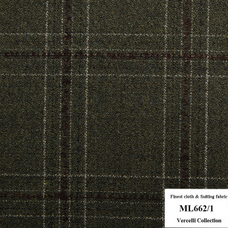 ML662/1 Vercelli CVM - Vải Suit 95% Wool - Xanh Lá Caro Đen